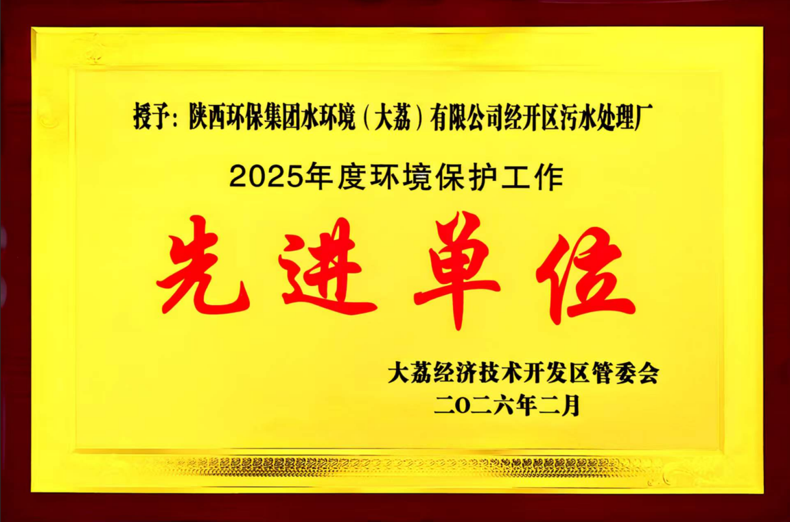 水环境大荔公司经开区污水处置厂荣获“先进单元”称号